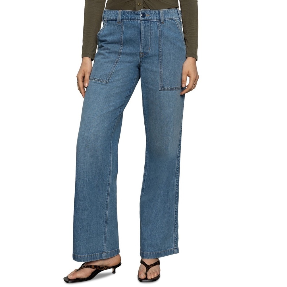 Sanctuary High Rise Wide Leg Straight Jeans Starstruck‎ Denim Army Pant Size 28